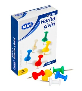 Mas Harita Çivisi Renkli Karton Kutu 315 10 Adet