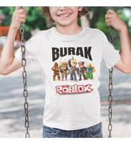 İsme Özel Roblox Çocuk Tişört Beyaz Kısa Kollu Unisex