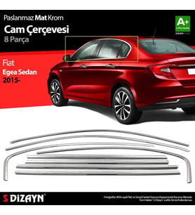 S-Dizayn Fiat Egea SD Krom Cam Çerçevesi 8 Prç. 2015 Üzeri (Mat Krom) A+ Kalite