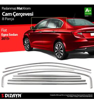 S-Dizayn Fiat Egea SD Krom Cam Çerçevesi 8 Prç. 2015 Üzeri (Mat Krom) A+ Kalite