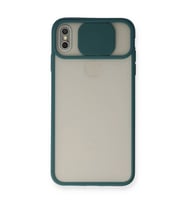 Apple İphone Xs Max Kılıf Palm Buzlu Kamera Sürgülü Silikon - Yeşil