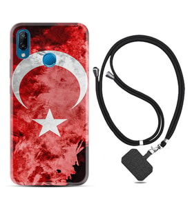 Huawei P20 Lite Mate 10 20 Lite Pro P40 Lite KılıfBoyun Askılı Silikon Şanlı Türk Bayrağı 3 1395