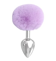 Paslanmaz Çelik Lila Tavşan Kuyruklu Pürüzsüz Silver Bunny Tail Metal  Butt Plug