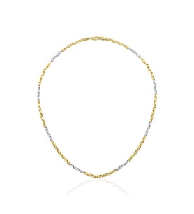 Oval Barlı Yeşil Beyaz Zincir Kolye ZKU105