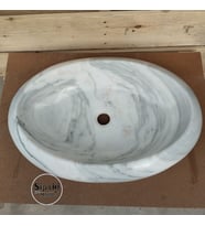 Muğla Beyaz Mermer Bombeli Oval Lavabo