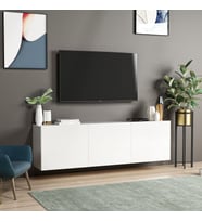 White Duvara Monte TV Sehpası – 3 Kapaklı Beyaz