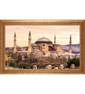EV İŞYERİ OFİS İÇİN ALTIN ÇERÇEVELİ PASPARTULU TABLO S493