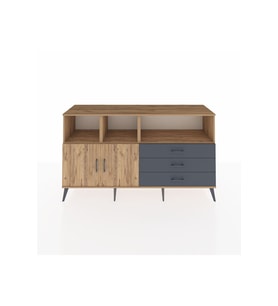 Kronos Konsol 5 Raflı 3 Çekmeceli 2 Kapaklı 176x59x99 Çam-Çam/Antrasit