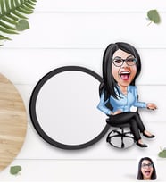 BK Gift Kişiye Özel Kadın Patron Karikatürlü Ahşap Bardak Altlığı-5