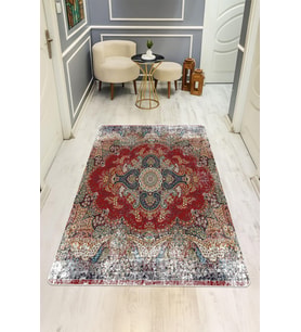 Klasik Desen Dijital Baskı Kaymaz Taban Halı H1042