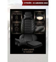 citron c5 aircross 2020 Koltuk ve Kılıf uyumlu Siyah Minder Yastık Lüks 2 Minder 2 Yastık