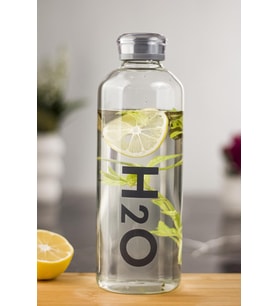 H2o Borosilikat Cam Matara Vakum Kapaklı Su Şişesi Suluk Gri 1000 ML