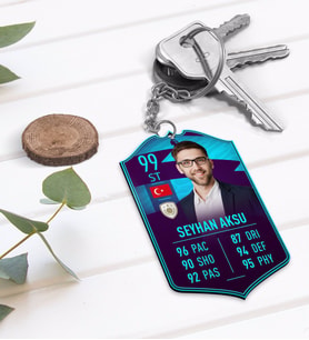 BK Gift Kişiye Özel Ahşap Anahtarlık Futbolcu Kartı-6