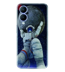 Vivo Y17S Kılıf Silikon Desen Özel Seri Astronot ve Dünya 1759