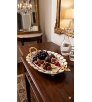 36X22 CM OVAL TEPSİ BEYAZ-GOLD