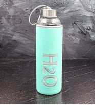 Peluş Kılıflı 600ml Turkuaz Renk Cam Matara