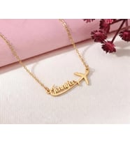 Kişiye Özel 925 Ayar Gümüş Uçak Tasarım İsim Kolye (Gold)