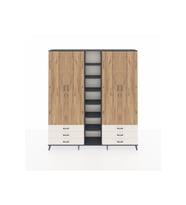 Arges Dolap 13 Raflı 6 Çekmeceli 2 Askılı 220x30x243 Antrasit-Çam/Aytaşı