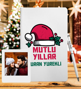 Yılbaşı İçin Kişiye Özle Tasarım Defter Kalem & Instagram Çerçeve Hediye Seti