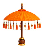 Dekoratif El Yapımı Bali Şemsiyesi 90x40 cm Ahşap Ayaklı Püsküllü Otantik Dekor
