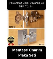 Premium Paslanmaz Çelik Mobilya Mutfak Kapı Etkili Çözüm Dayanıklı Menteşe Tamir Onarım Plaka Seti