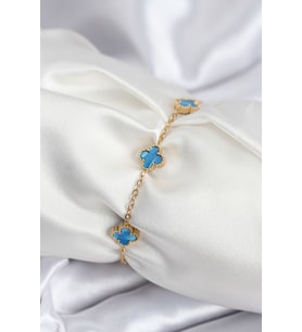 316L Çelik Gold Renk Buz Misi Baby Boy Yonca Kadın Bileklik TJ-BB7948