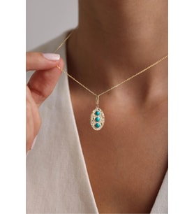Heritage Mavi Firuze Oval Kilitli Charm Kolye