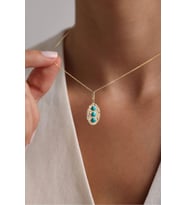 Heritage Mavi Firuze Oval Kilitli Charm Kolye