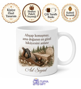 Dünya Ahşap Günü Marangoz Hediye Kupa Bardak Özel Tasarım Baskılı