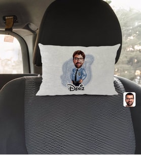 BK Gift Kişiye Özel İsimli Kadın Polis Karikatürlü Dikdörtgen Araç Koltuk Yastığı-1
