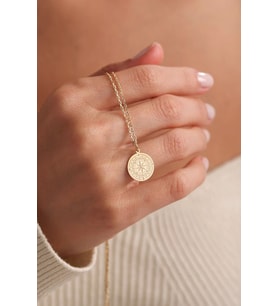 Kişiye Özel 925 Ayar Gümüş Minimal Pusula Model Kolye (Gold)