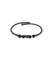 JTSS26BLK1735 PASLANMAZ ÇELİK BİLEZİK SİLİKON KAPLAMA METAL APARATLI ONYX ve HEMATİT DOĞALTAŞLI GARANTİLİ JANTİ BİLEKLİK
