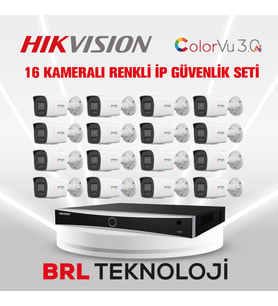 Hikvision 4 MP 16 Kameralı AcuSense ColorVu 3.0 AI İp Güvenlik Kamera Seti (Dahili Mikrofonlu)