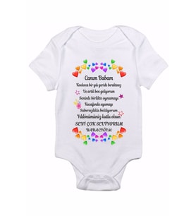 Canım Babam Yıldönümü Kutlama Kalpler Baskılı Bebek Zıbın Body