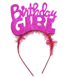 Birthday Girl Yazılı Fuşya Renk Parti Kızı Doğum Günü Tacı