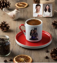 Kişiye Özel Karikatürlü Süper Kahraman Çift Sevgililer Türk Kahvesi Fincanı Sevgililer Günü Hediyesi