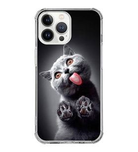 PrintiFy Apple iPhone 13 Pro Uyumlu Kedi 2 Baskılı Şeffaf Köşe Korumalı Antişok Kılıf