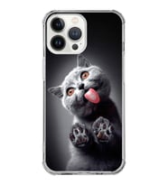 PrintiFy Apple iPhone 13 Pro Uyumlu Kedi 2 Baskılı Şeffaf Köşe Korumalı Antişok Kılıf