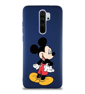 Xiaomi Redmi Note 8 Pro Soft Premier Kapak Mickey Mouse-D Tasarımlı Silikon Kılıf - Lacivert (Şeffaf)