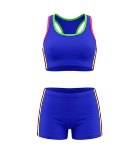 Endeep Kız Çocuk Mavi-Sarı Bustiyer Şortlu Yüzücü Mayo Bikini Takımı