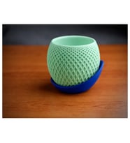 Alvera Küre Saksı – 3D Baskı Kafes Dokulu Iki Parçalı Dekoratif Saksı - Mint-Mavi