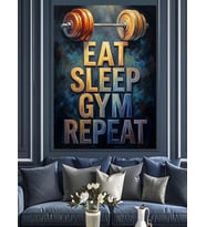 Eat Sleep Gym Repeat Motivasyon Dekoratif Kanvas - Mdf Ahşap Tablo