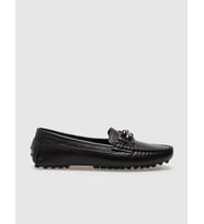 Hakiki Deri Siyah Tokalı Kadın Loafer