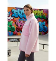 Kadın Dik Yaka Düşük Kol Tam Fermuarlı Peluş Sweatshirt Fonksiyonel Dayanıklı Kaliteli Şık