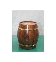 Kişiye Özel Pirinç Ahşap Fıçı Kumbara - 14x12cm