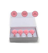 Silikon Vakumlu Yüz Masaj Kupası 4’lü Set, Pembe