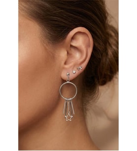 METAL YILDIZ HALKA SALLANTILI KÜPE SET