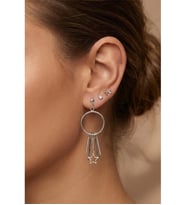METAL YILDIZ HALKA SALLANTILI KÜPE SET