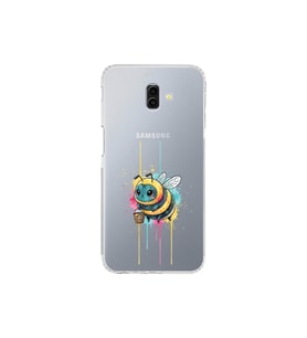 Samsung Galaxy J6+ Plus ile uyumlu Splash arı tasarımlı şeffaf silikon kılıf