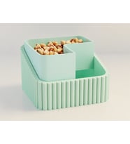 3D Baskı Fıstık Kasesi - Çift Hazneli Kabuk Ayırıcı Sunum Kasesi - Mint Mint